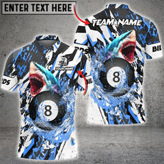 Maxcorners Billiards Ball 8 Grunge Shark Personalized Name, Team Name Unisex Shirt ( 4 Colors )