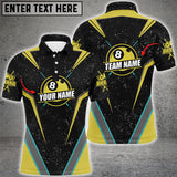 Maxcorners Personalized Billiard Jerseys Grunge Style Men Polo Shirts