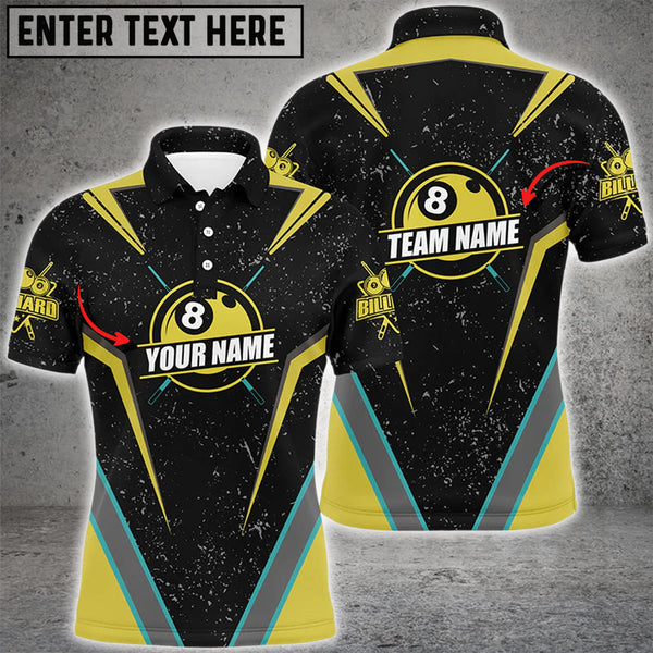 Maxcorners Personalized Billiard Jerseys Grunge Style Men Polo Shirts