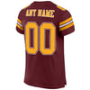 Maxcorners Custom Burgundy Gold-White Mesh Authentic Football Jersey LM2605