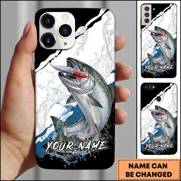 Maxcorners Chinook Fishing Topwater Lure Splash Art Black White Personalized Name Phone Case