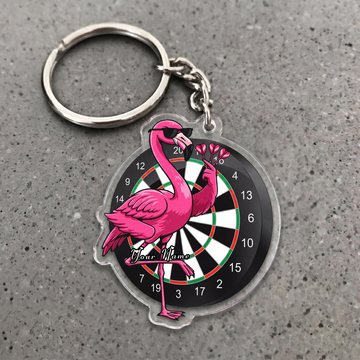 Maxcorners Cool Flamingo Darts Personalized Name Keychain