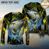 Maxcorners Fishing Neon Splash Personalized Name, Team Name Long Sleeve Shirt (9 Breeds)