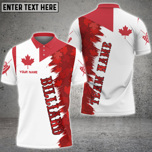 Maxcorners Personalized Billiard Canada Flag Vintage Polo Shirts For Men Custom Canadian Billiard Shirts LM123