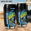 Maxcorners Fishing Tumbler Black Blue Vertical Splash Design Personalized Name Tumbler (13 Species)