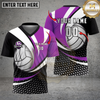 Maxcorners Volleyball Dynamic Curve Modern Club Style Multicolor Options Personalized 3D V-neck T-Shirt