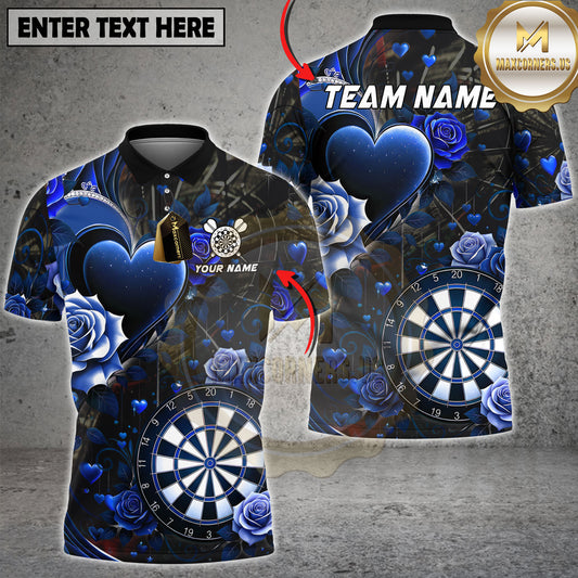 Maxcorners Love Darts Shirt Heart & Rose Gothic Design Multicolor Options Personalized Name, Team Name 3D Shirt (4 Colors)