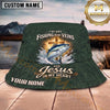 Maxcorners Fishing Sunset Fishing Scene with Bold Angler Personalized Name 3D Bucket Hat (13 Fish Species)