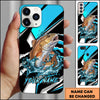 Maxcorners Fishing Blue Black Geometric Lightning Splash Personalized Name Phone Case (10 Fish Species)