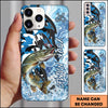 Maxcorners Blue White Camo Graphic Personalized Name Phone Case (13 Fish Species)