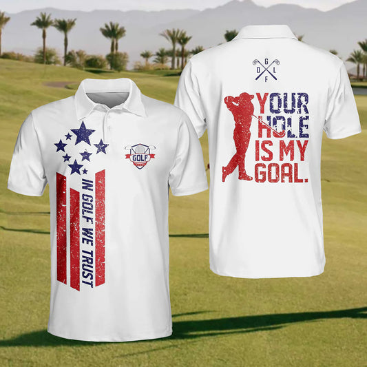 Maxcorners Your Hole Is My Goal Mens Golf Polo Shirt, Mens Golf Gift, Funny Golf Shirt