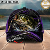Maxcorners Fishing Purple Lightning Rod Splash Personalized 3D Cap (12 Fish Species)