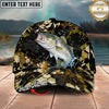 Maxcorners Fishing Woodland Camouflage Splash Personalized Name 3D Cap (12 Fish Species)
