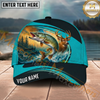 Maxcorners Fishing Deer Lake Outdoor Personalized Name 3D Cap (12 Fish Species)