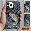 Maxcorners Fishing Dark Hexagon Pattern Dynamic Splash Personalized Name Phone Case (10 Fish Species)