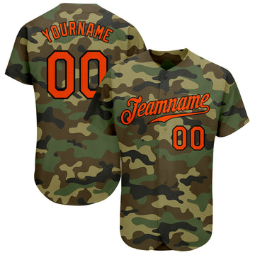 Maxcorners Custom Camo Orange-Black Authentic Salute To Service Baseball Jersey LM2605