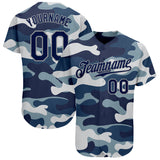 Custom Camo Navy-Grey Pattern Authentic Baseball Jersey