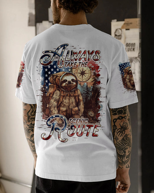 Maxcorners Always Take The Scenic Route Sloth Compass All Over Print LM2101