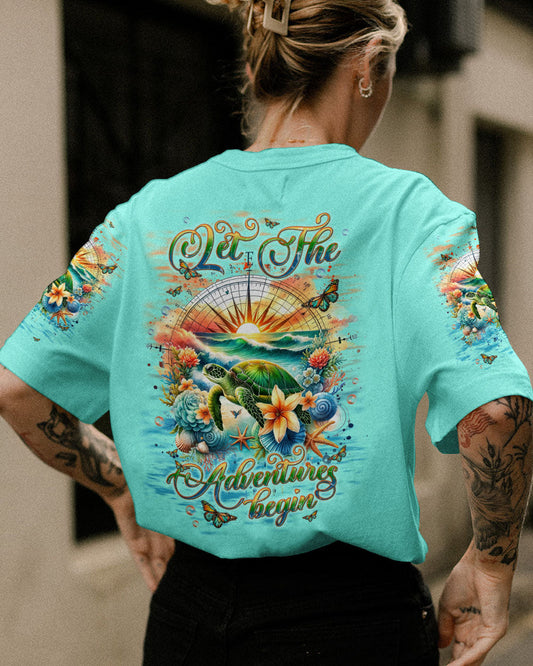 Maxcorners Let The Adventures Begin Turtle Compass All Over Print LM2101