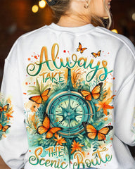 Maxcorners Always Take The Scenic Route Compass All Over Print LM2101