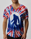 Maxcorners Bigfoot In The Forest Red White & Blue Swirl All Over Print LM1601