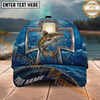 Maxcorners Fishing Texas Cross Christian Fishing Multi Options Personalized Name 3D Classic Cap (11 Fish Species)
