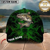 Maxcorners Fishing Black Neon Green Splash Customized Name 3D Cap