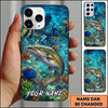 Maxcorners Fishing Vibrant Aqua Coral Reef Customized Name 3D Phone Case