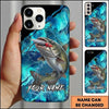 Maxcorners Fishing Black Teal Marble Lure Customized Name 3D Phone Case