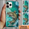 Maxcorners Fishing Teal Aqua Marble Wave Customized Name 3D Phone Case
