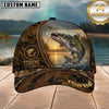 Maxcorners Fishing Rustic Brown Camo Sunset Lake Customized Name 3D Cap