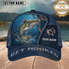 Maxcorners Fishing Deep Blue Water Splash Get Hooked Customized Name 3D Cap