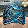 Maxcorners Fishing Blue Ocean Splash Metal Hook Customized Name 3D Cap