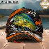 Maxcorners Fishing Orange Lightning Water Splash Personalized 3D Cap (12 Fish Species)