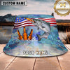 Maxcorners Fishing Beer American Flag Personalized Name 3D Bucket Hat (12 Fish Species)