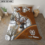 Maxcorners Deer Hunting White Camo Real Tree Leather Zipper Bedding Set 3D All Over Printed