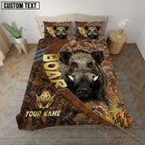 Maxcorners Boar Hunting Autumn Forest Camo Bedding Set 3D All Over Printed
