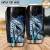 Maxcorners Fishing Tumbler Black Blue Vertical Splash Design Personalized Name Tumbler (13 Species)
