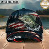 Maxcorners Fishing Patriotic American Flag Splash Personalized 3D Cap (12 Fish Species)
