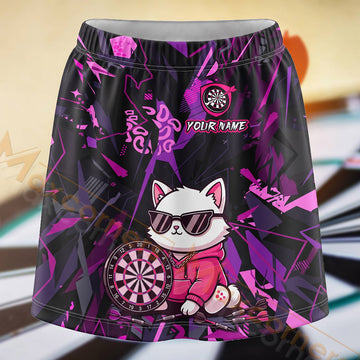 Maxcorners Darts Purple Anime Cat Dartboard Personalized 3D Skort, Skirts With Shorts