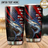 Maxcorners Fishing Tumbler Black Red Patriotic Slash Design Personalized Name Tumbler (13 Species)