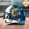 Maxcorners Fishing Blue Tribal Swirl Personalized Name 3D Shirt (13 Fish Species)