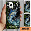 Maxcorners Bass Fishing Phone Case Neon Lightning Hexagon Water Splash Design Personalized Name Phone Case (12 Fish Species)