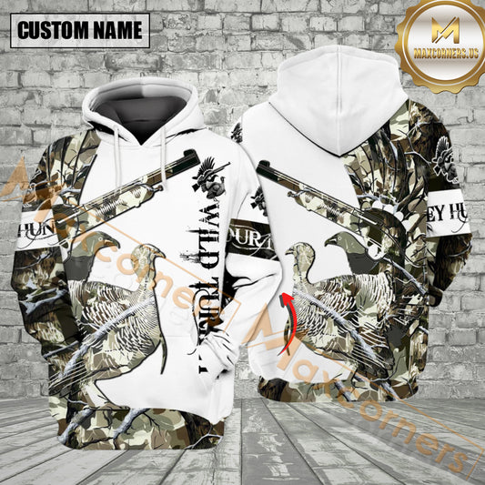 Maxcorners Custom Name Wild Turkey Hunting All Over Print Shirt 3D Best Gift For Hunter