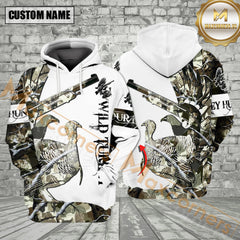 Maxcorners Custom Name Wild Turkey Hunting All Over Print Shirt 3D Best Gift For Hunter