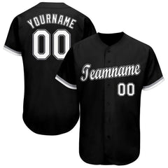 Maxcorners Custom Black White-Gray Baseball Jersey
 LM0609