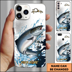 Maxcorners Chinook Fishing Jumping Chinook Water Splash Halftone Art Personalized Name Phone Case