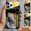 Maxcorners Fishing Black Gold Tech Frame Water Splash Personalized Name Phone Case (10 Fish Species)