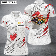Maxcorners Billiards Balls Canadian Flag White Grunge Personalized Name 3D Shirt