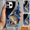 Maxcorners Fishing Blue Flame Lightning Strike Personalized Name Phone Case (10 Fish Species)